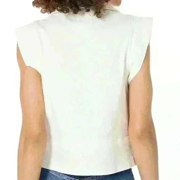 7 For All Mankind White Sleeveless‎ Belted Shirt Size M - Picture 3 of 7